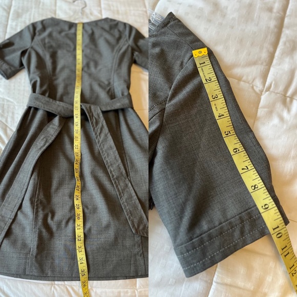 Lands’ End Wool Blend Short Sleeve Self-tie Belted Waist Sheath Dress 6P Gray - Picture 14 of 16